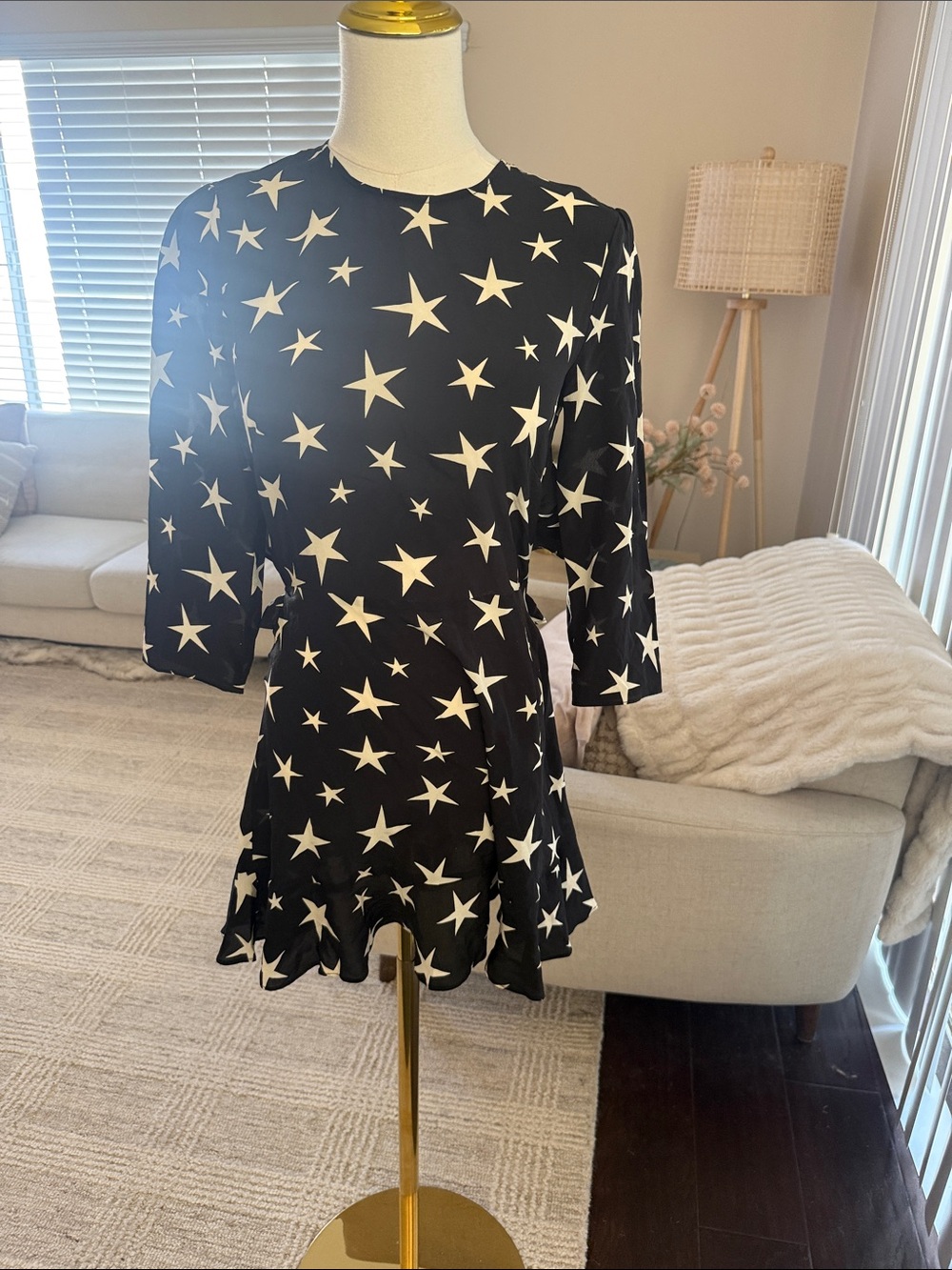 Reformation Par Black Star Print Mini Dress by Realisation Par
